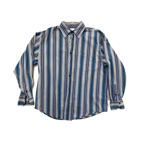Ninety Six North Shirt Mens XL Blue White Striped Button Down Long Sleeve Pocket - Picture 1 of 6